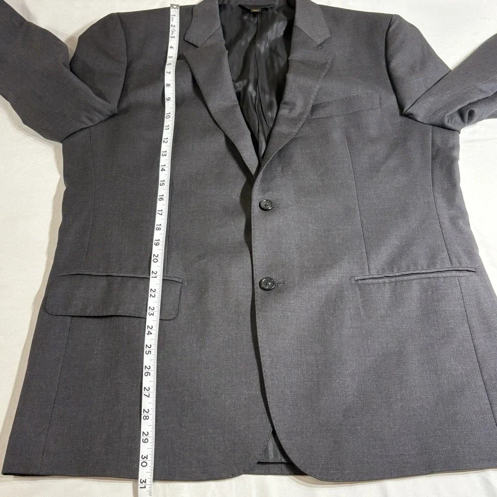 Baroni Couture 44R Super‎ 150's Wool Dark Charcoal 2 Button Blazer Suit Jacket